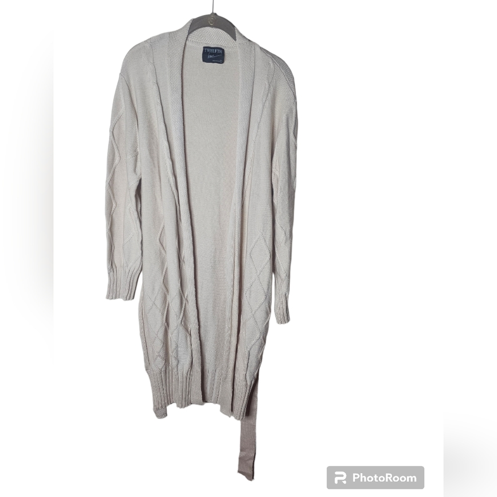 Twelfth Love women's cream tie waist long-sleeved sweater/cardigan size L